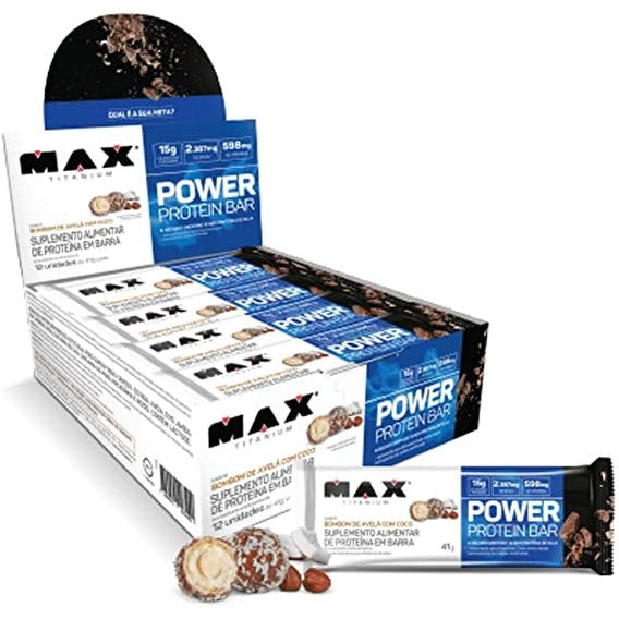 Barra Proteína Max Titanium Power Protein Whey Bar Cx 12 Un