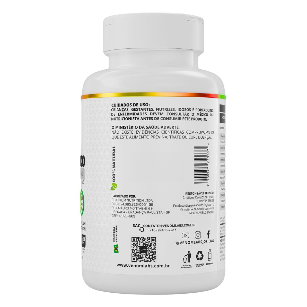 Multivitamínico - 25 Vitaminas e Minerais Venom Labs - 120 Cápsulas (60 Doses de Rendimento)