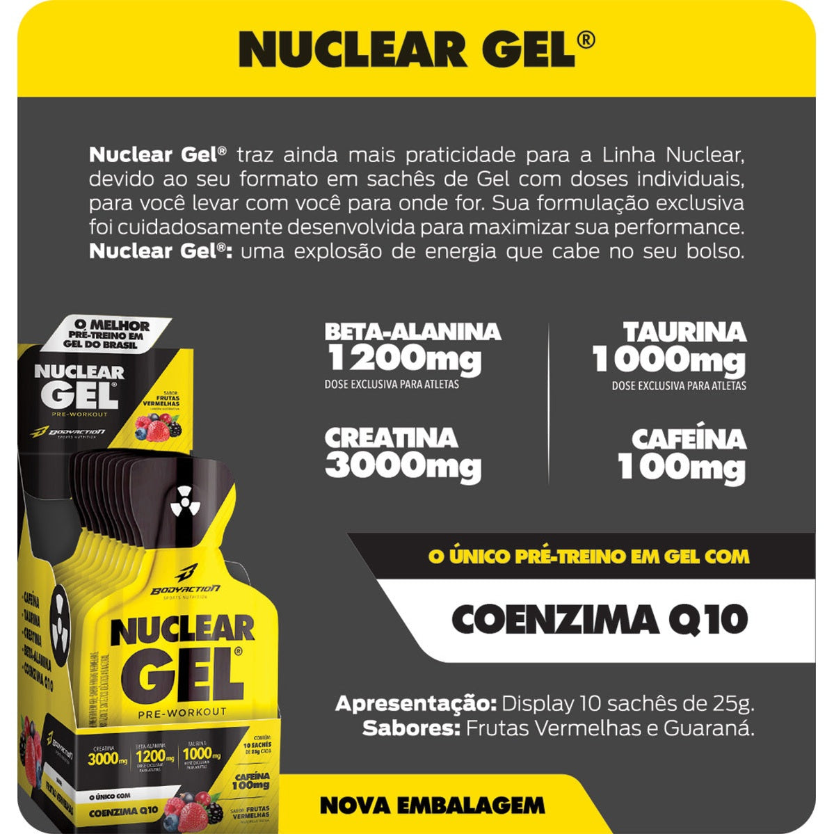 Nuclear Rush gel display c/10 sachês 25g (Pré Treino em Gel) - Body Action