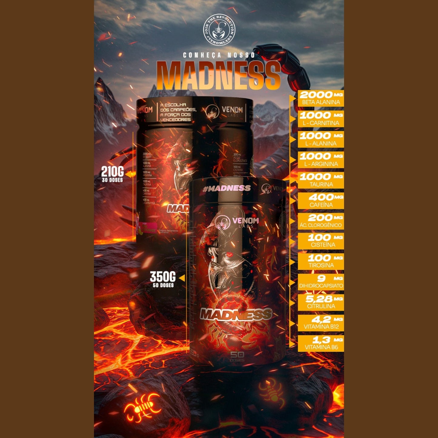 MADNESS 210g *30 doses* (PRÉ TREINO BRUTO) - Venom Labs