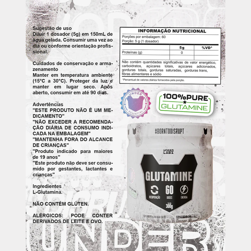 GLUTAMINA BORNTODISRUPT 300G (60 doses) - Under Labz