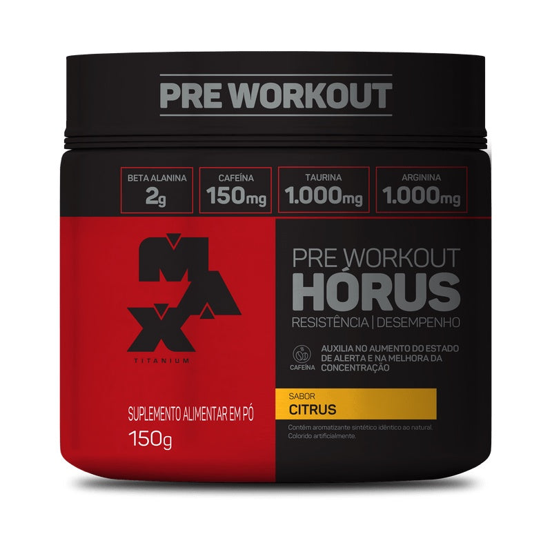 PRÉ TREINO Horus Pote 150g e 300G - Max Titanium (2g Beta Alanina) Cariani & Balestrin