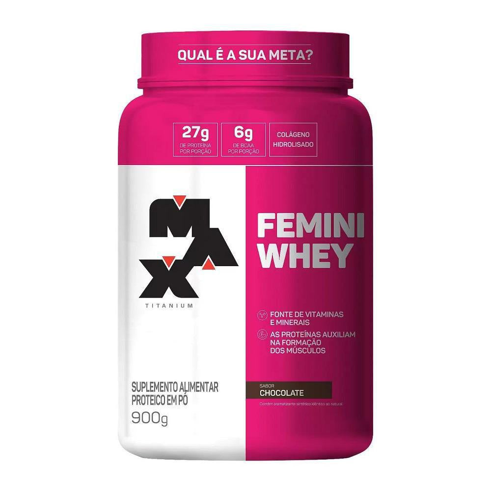 Femini Whey Protein 900G Pote Whey Feminino Com Colageno E Vitaminas - Max Titanium
