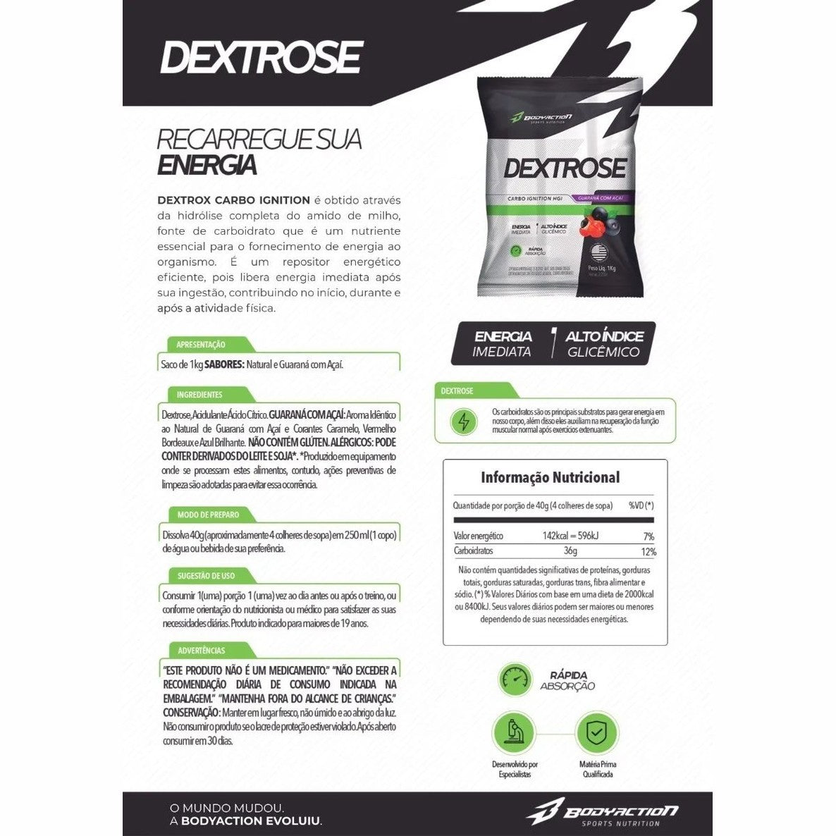 Dextrox (dextrose) 1kg - body action
