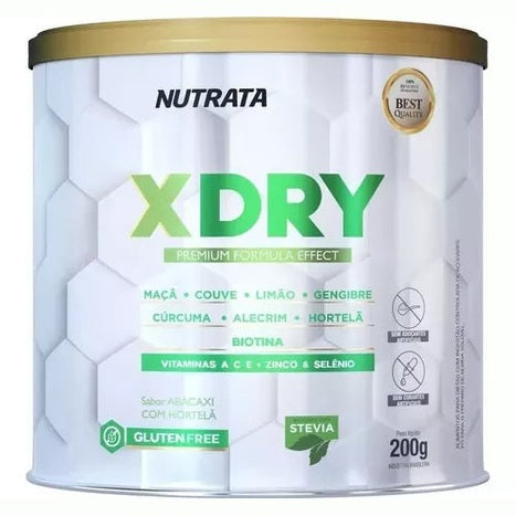 X Dry New 200g - Nutrata (antioxidante - Polidextrose, polpa de maçã (Pyrus malus L.), couve pó (Brassica oleracea L.),