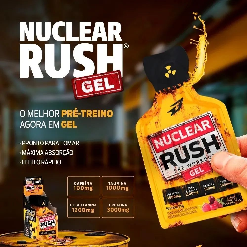 Nuclear Rush gel display c/10 sachês 25g (Pré Treino em Gel) - Body Action