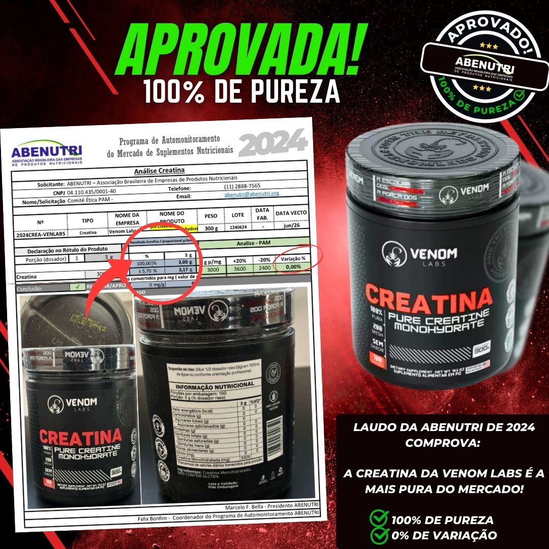 Creatina 100% pura 500g Refil - Venom Labs (laudada com 100% pureza pela Coopenutri & Abenutri)
