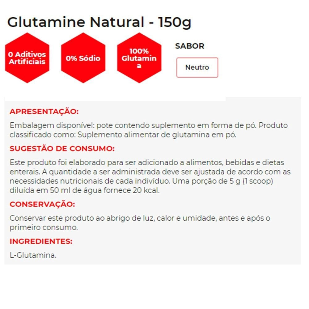 Glutamina Isolate 300G - Integralmédica - Natural