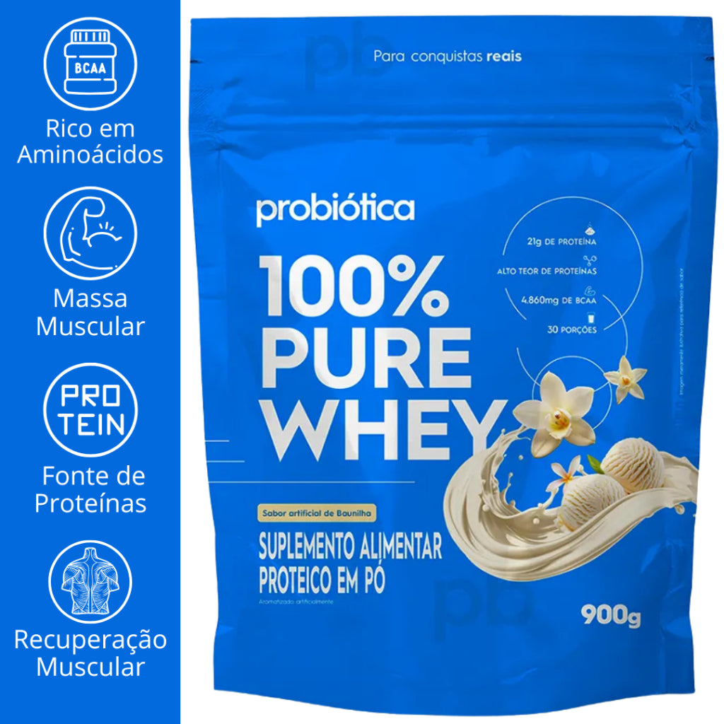 100% Pure Whey Protein Probiótica - Refil 900g