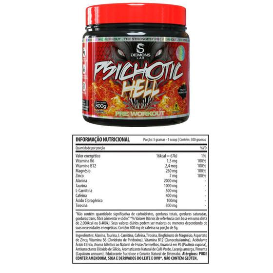 Pré Treino Psichotic Hell 300g - Demons Lab