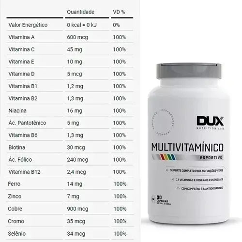 Multivitamínico - Pote 90 Cápsulas (90 dias de rendimento) Dux Nutrition