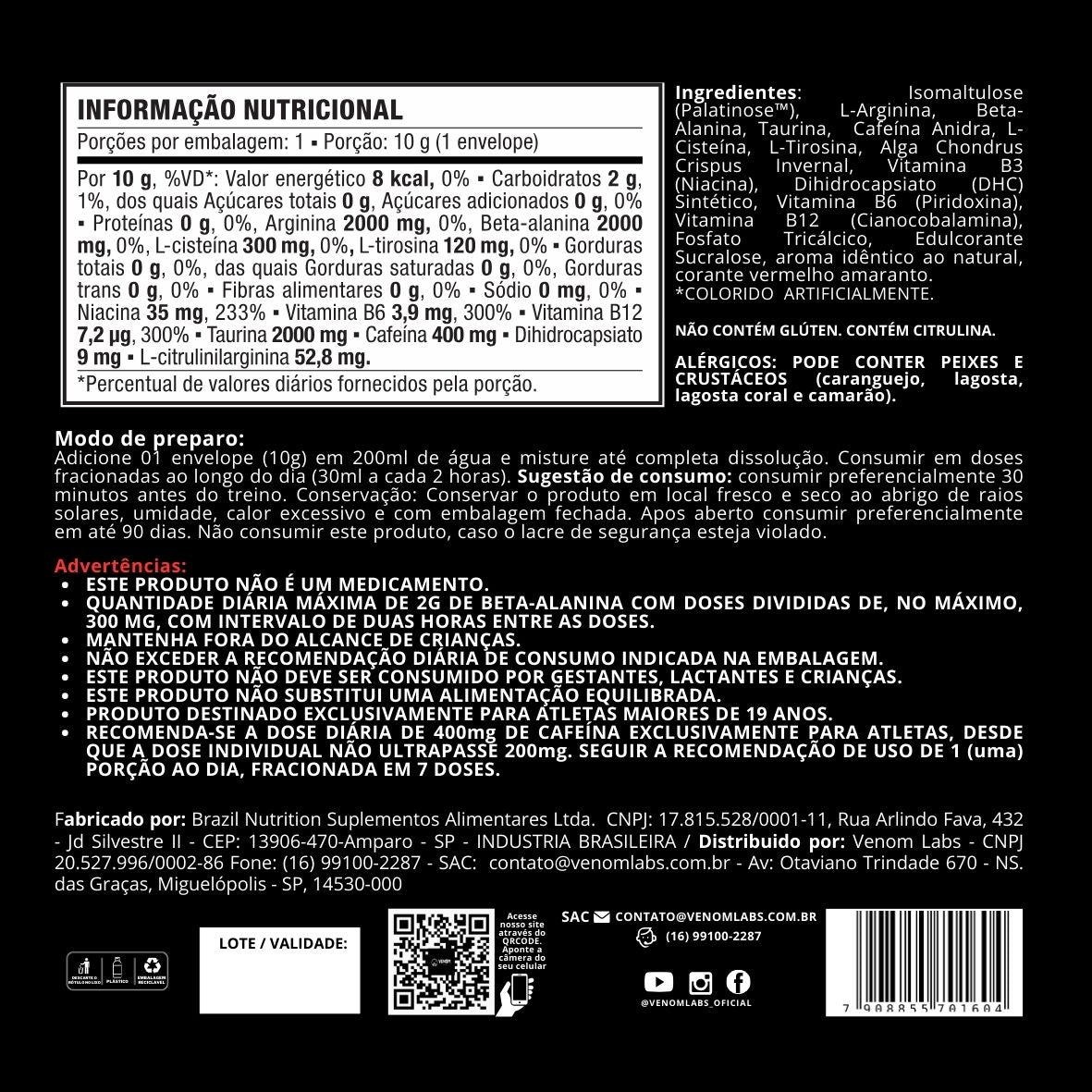 Scorpion Pré Treino (sachê / dose única) – Venom Labs