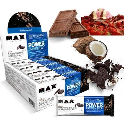 Barra Proteína Max Titanium Power Protein Whey Bar Cx 12 Un