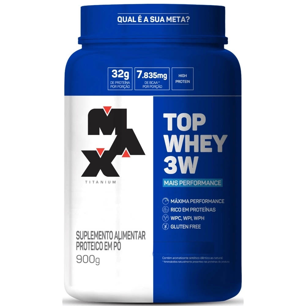 Top Whey 3W Pote 900G ( + Performance & + Sabor) Max Titanium