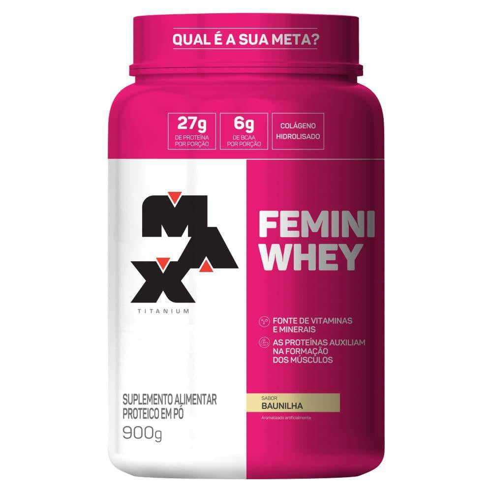 Femini Whey Protein 900G Pote Whey Feminino Com Colageno E Vitaminas - Max Titanium