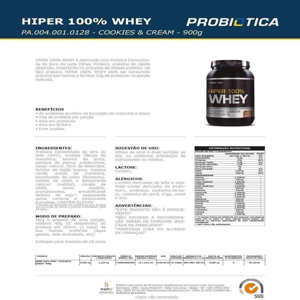 Whey Protein 100% Pure Whey 900g POTE - Probiótica
